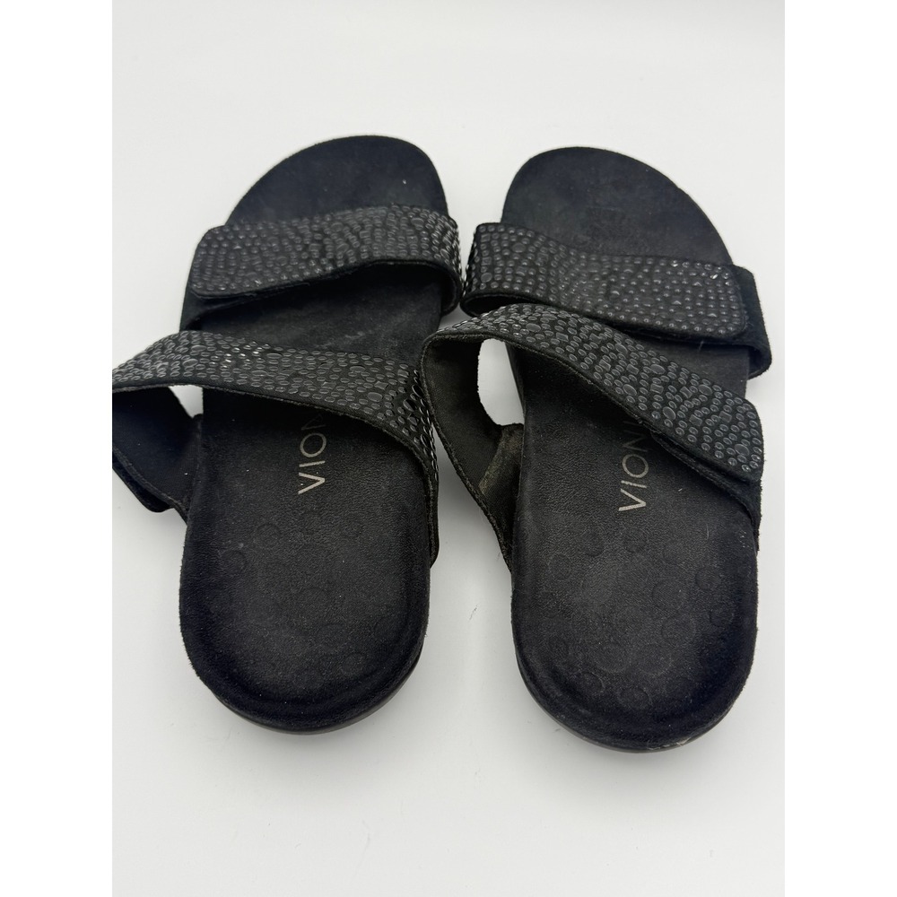 Vionic Samoa Black Studded Slide Sandals Orthotic Adjustable Straps Womens 7/7.5 - Picture 3 of 6